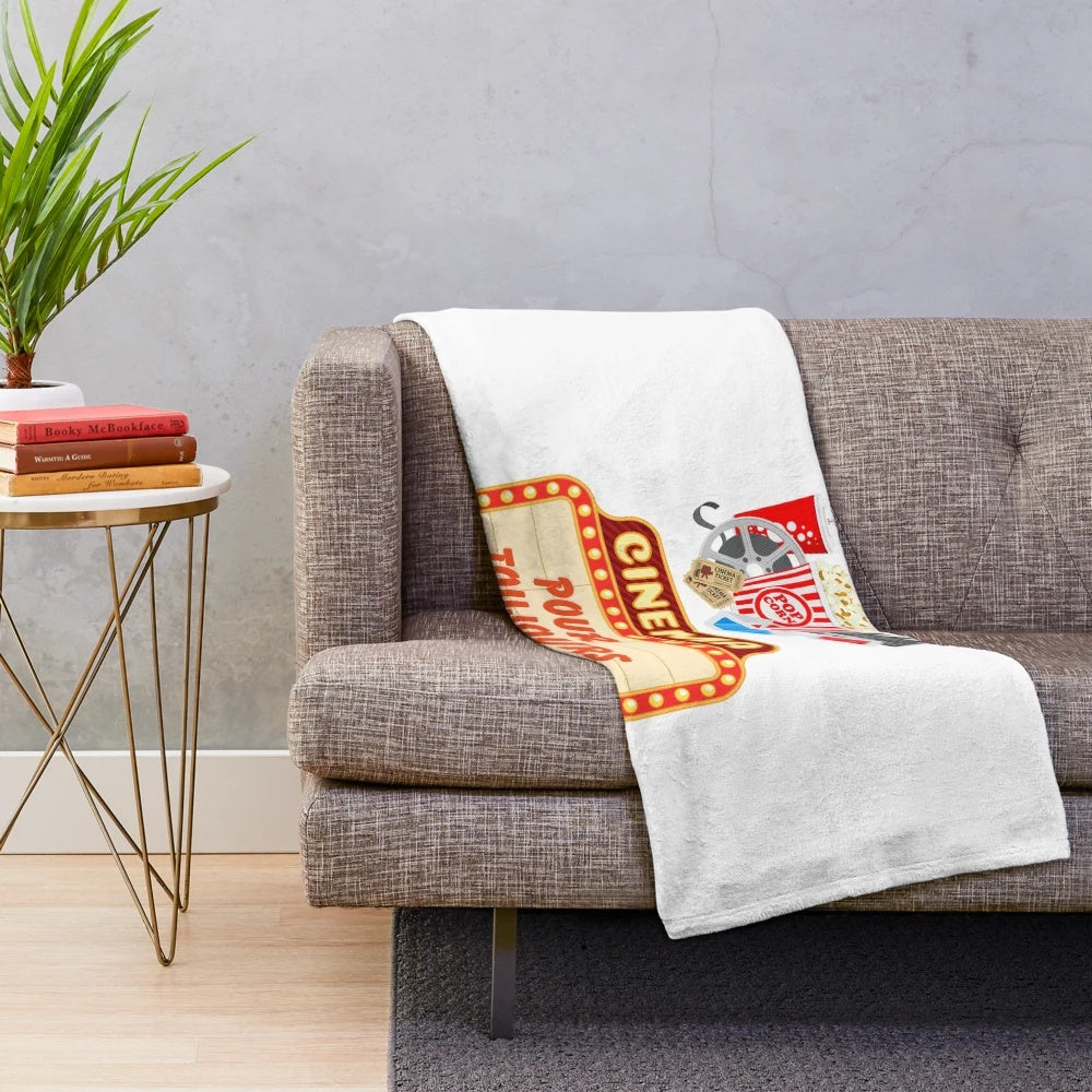 Cozy cinema-themed plush blanket