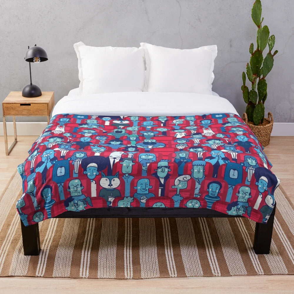 Cinema-themed plush blanket with cozy and soft design