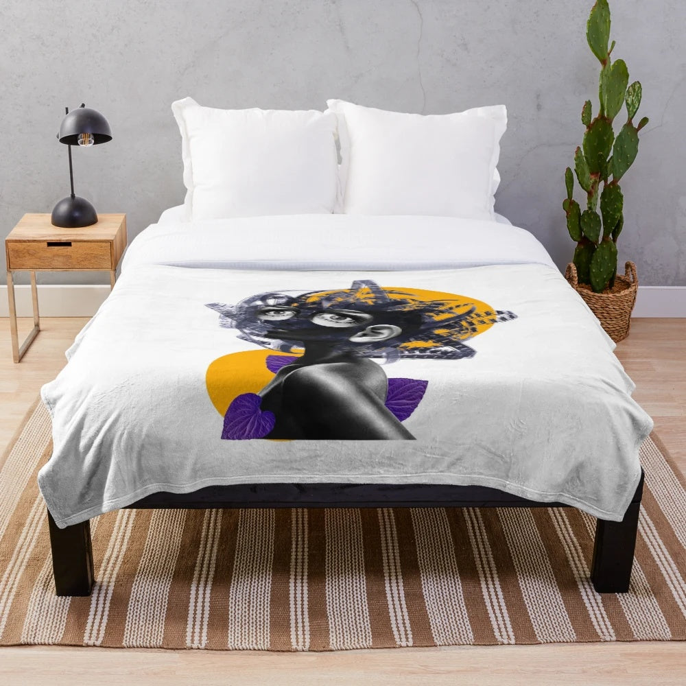 Plush blanket featuring a collage of cinema-inspired elements