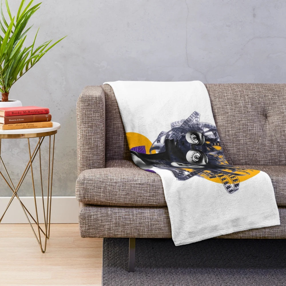 Plush blanket featuring a collage of cinema-inspired elements