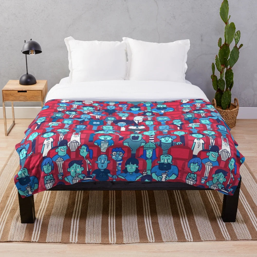 Cozy cinema plush blanket with movie-themed design