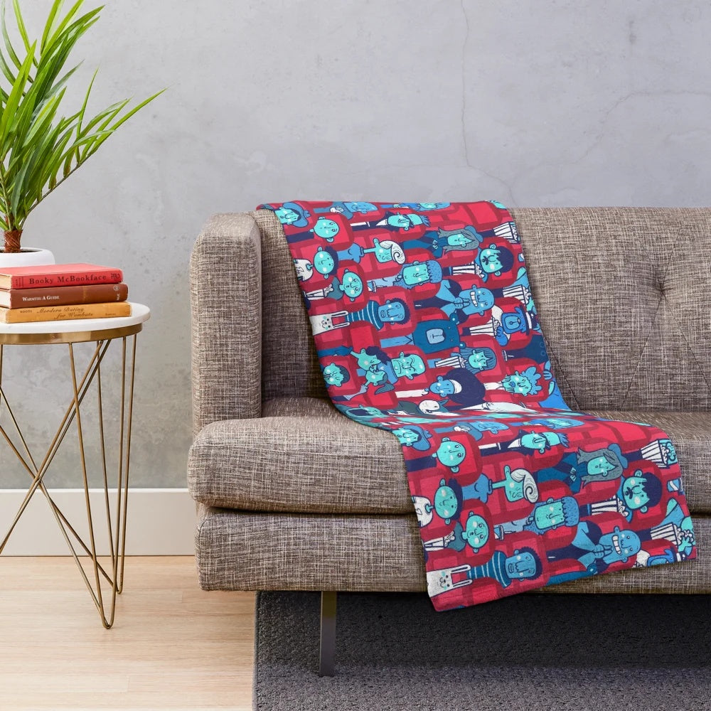 Cozy cinema plush blanket with movie-themed design