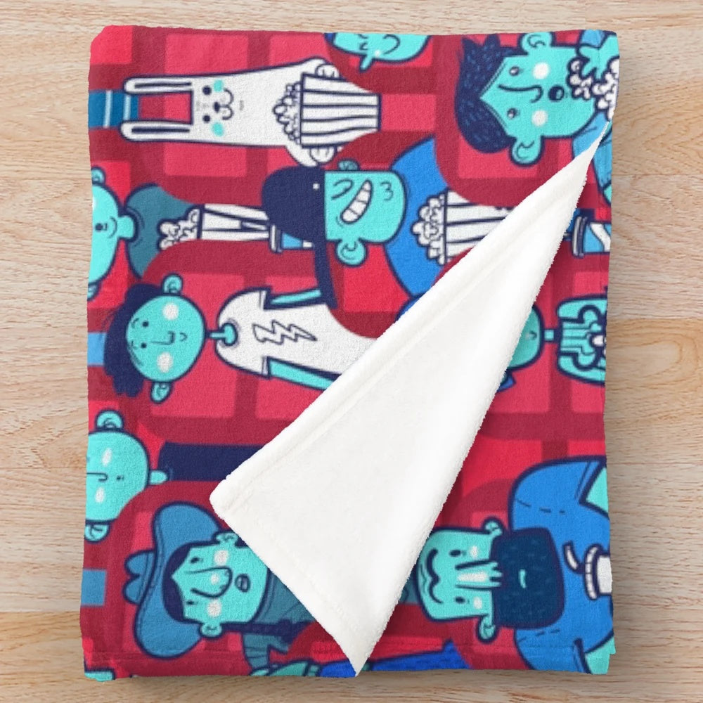 Cozy cinema plush blanket with movie-themed design