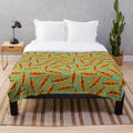 Plush blanket featuring a retro-style hot dog design, perfect for movie nights and nostalgic vibes.