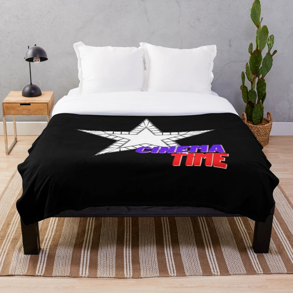 Soft and plush cinema time-themed blanket for cozy movie nights