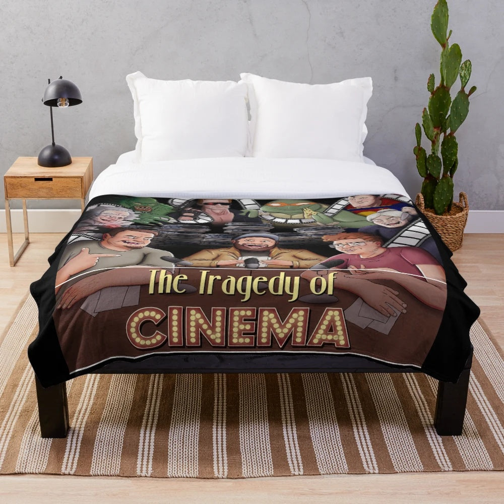 Plush blanket featuring a trio of cinema-themed characters