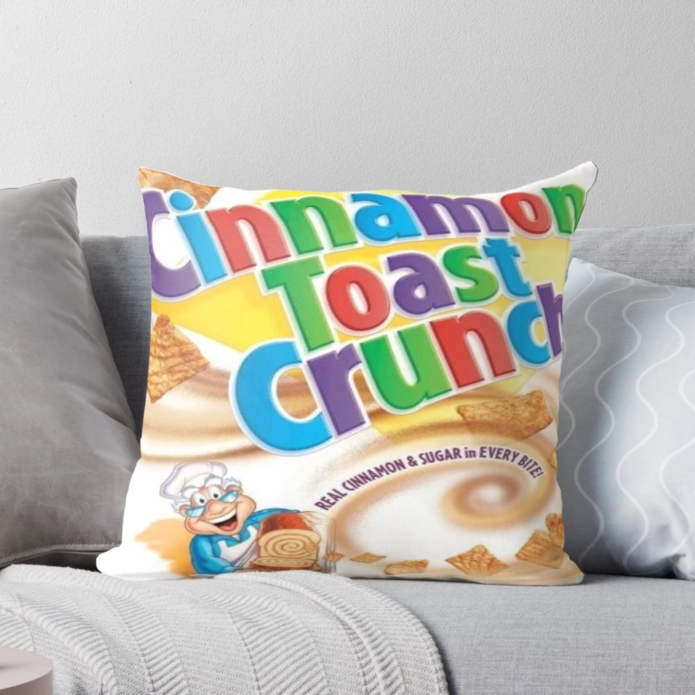 Soft, plush pillow in the design of the iconic Cinnamon Toast Crunch cereal