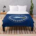 Circle plush blanket featuring the Roger Williams University logo