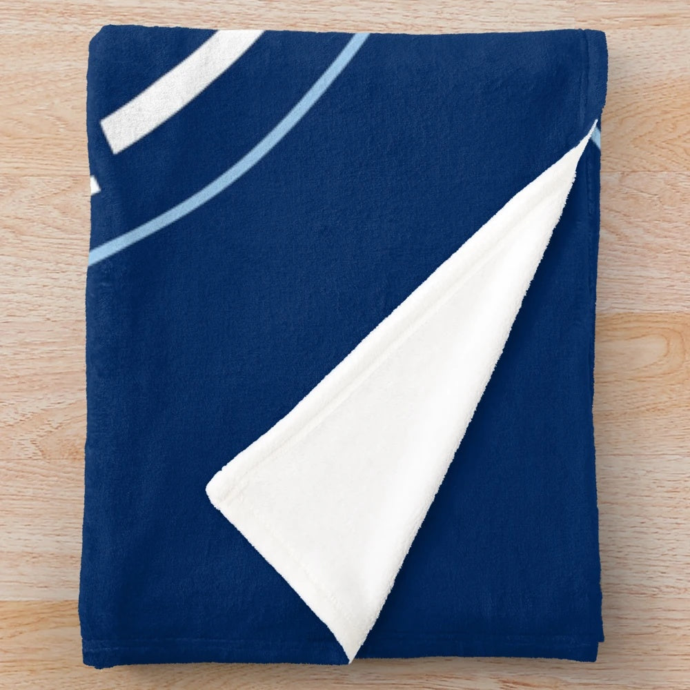 Circle plush blanket featuring the Roger Williams University logo