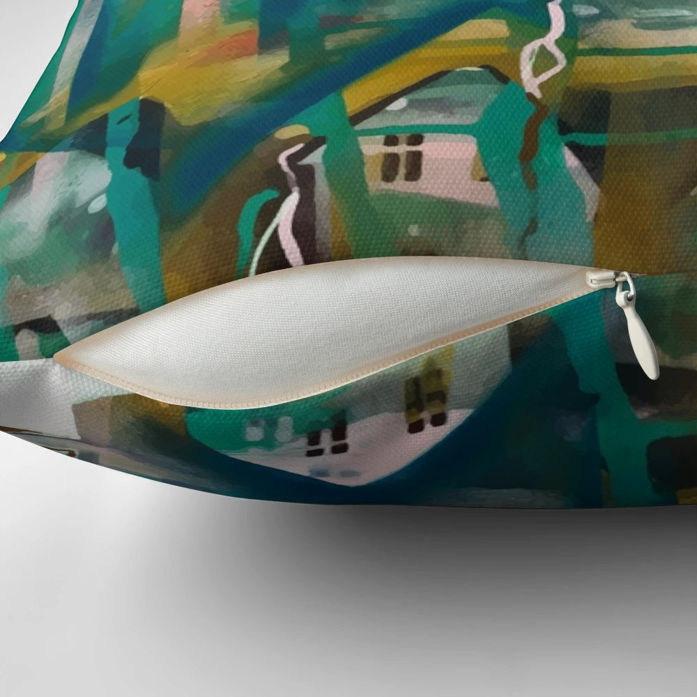 City bird II pillow with a nature-inspired design, perfect for sustainable home decor