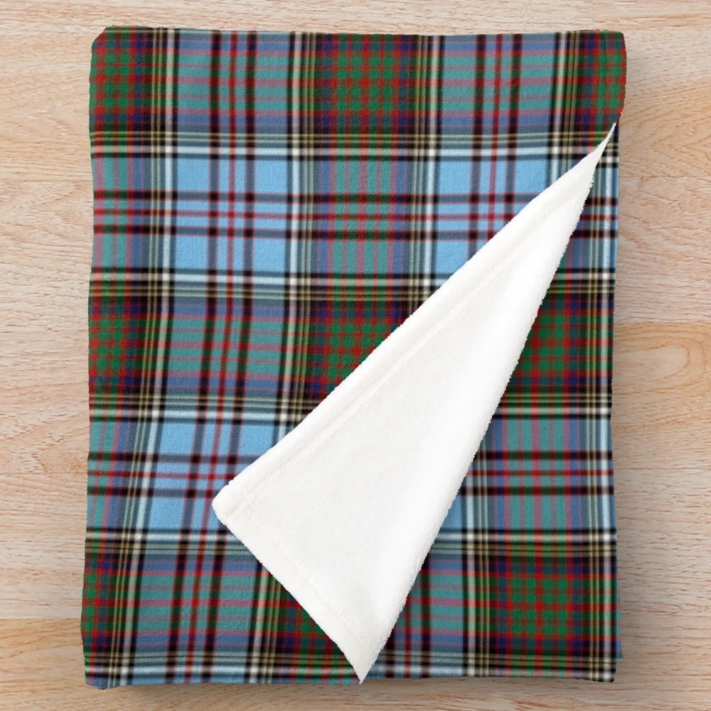 Clan Anderson tartan plush blanket with a soft, cozy texture