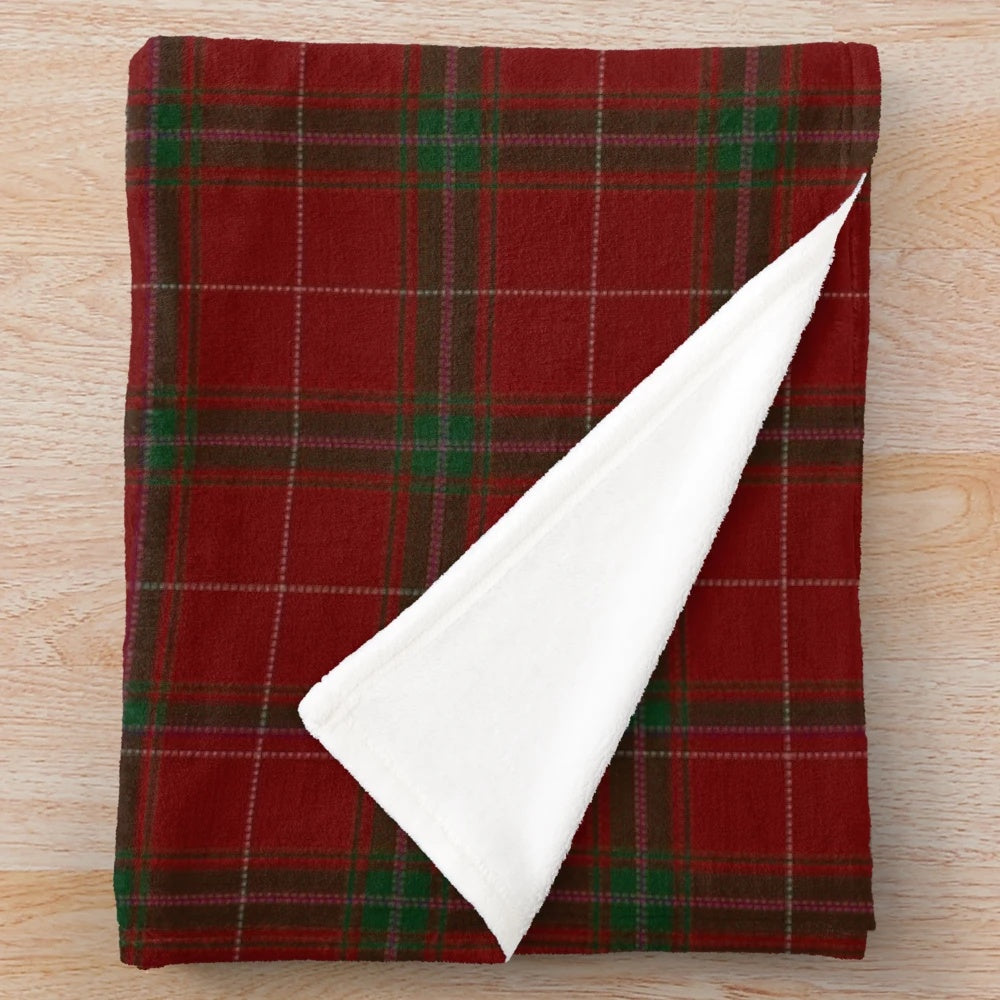 Clan Carruthers tartan plush blanket with Scottish crest