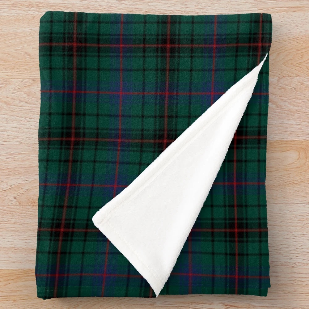 Clan Davidson tartan plush blanket featuring a traditional Scottish plaid pattern