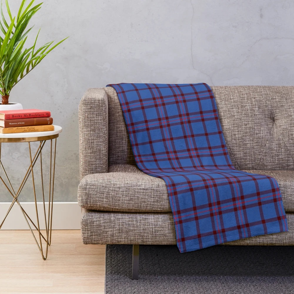 Clan Elliott Tartan Plush Blanket featuring the traditional Scottish tartan pattern