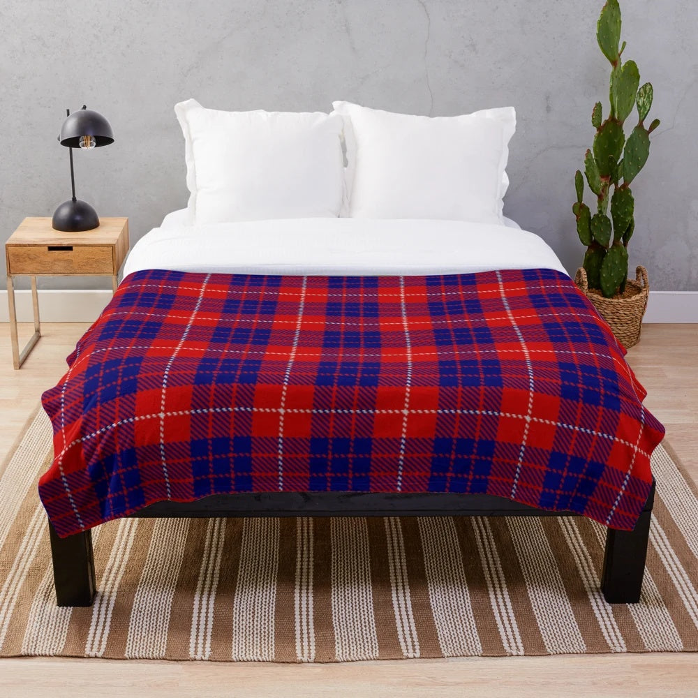 Clan Hamilton Tartan Plush Blanket featuring a traditional Scottish tartan pattern