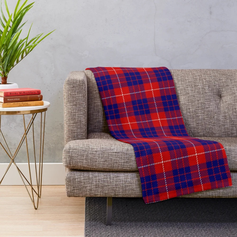 Clan Hamilton Tartan Plush Blanket featuring a traditional Scottish tartan pattern