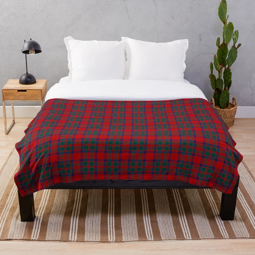 Clan MacKintosh tartan plush blanket featuring a traditional Scottish plaid pattern