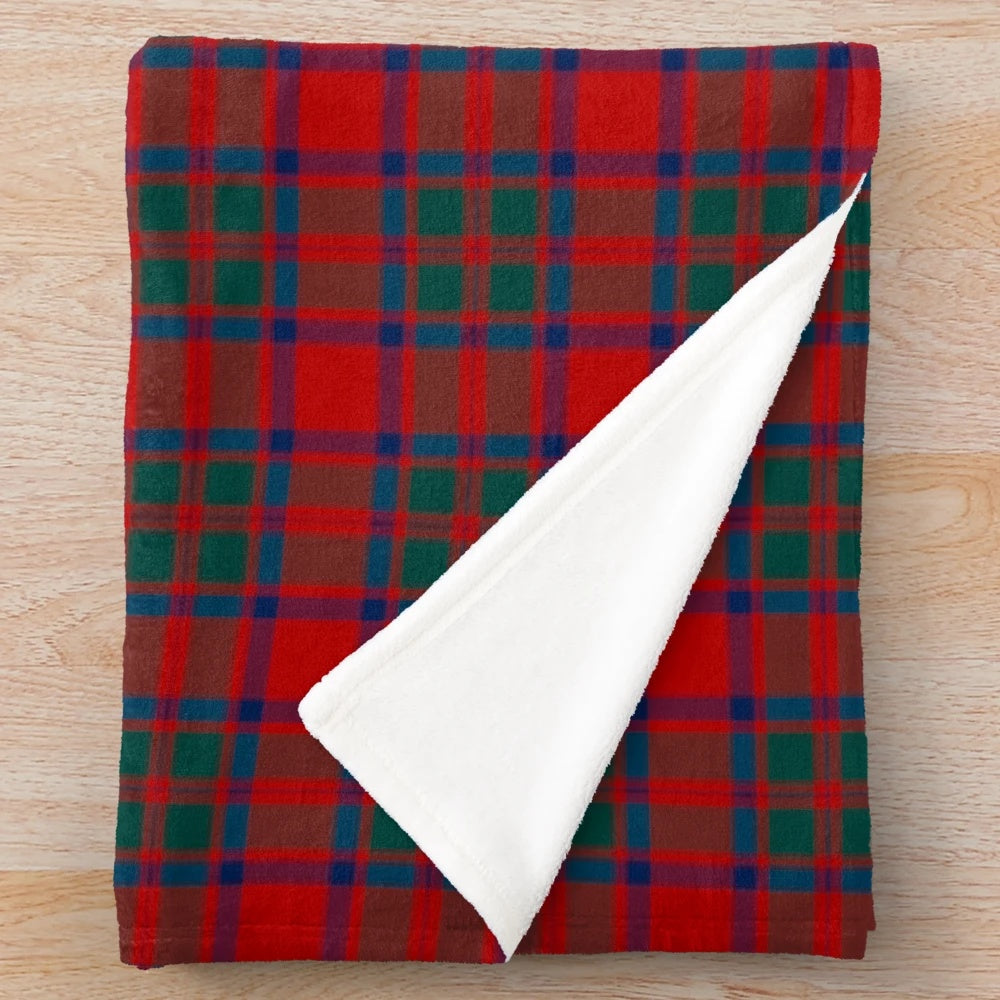 Clan MacKintosh tartan plush blanket featuring a traditional Scottish plaid pattern