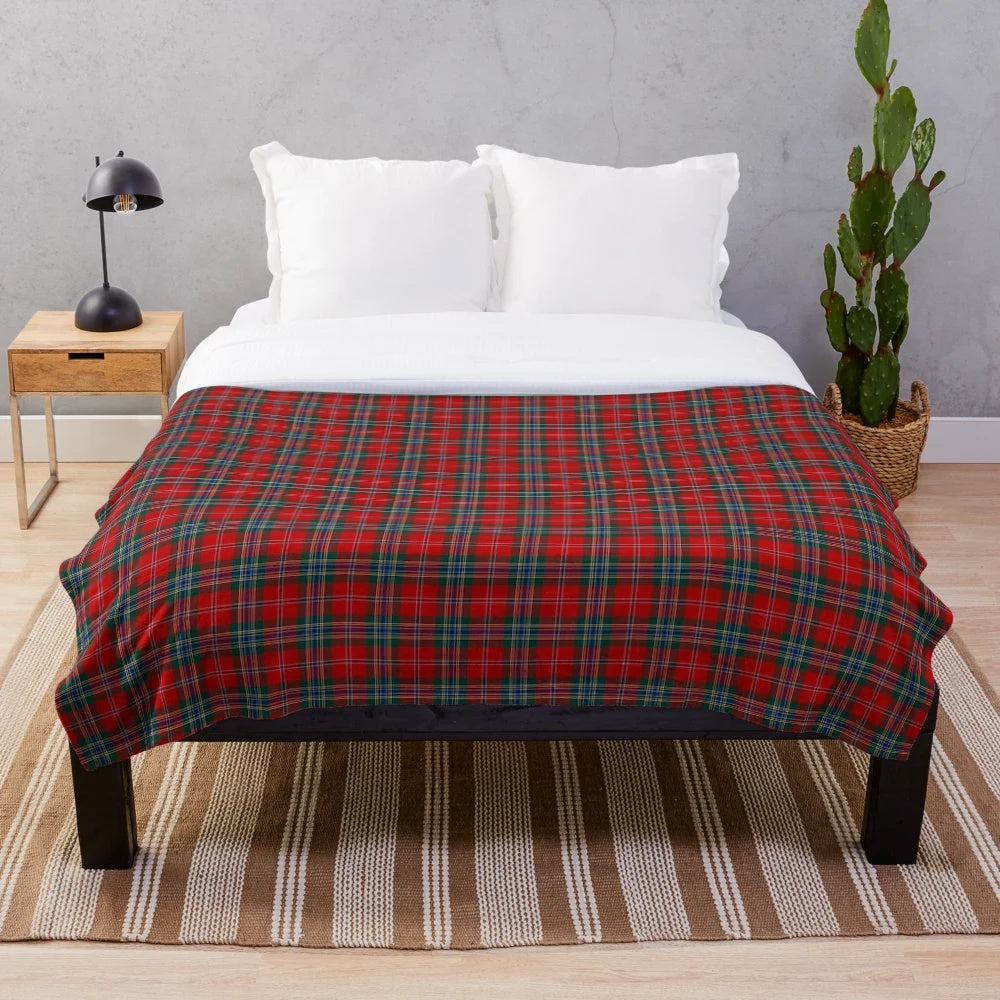 Clan MacLean tartan plush blanket featuring a traditional Scottish pattern