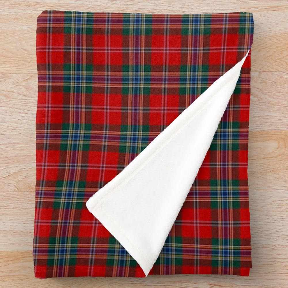 Clan MacLean tartan plush blanket featuring a traditional Scottish pattern