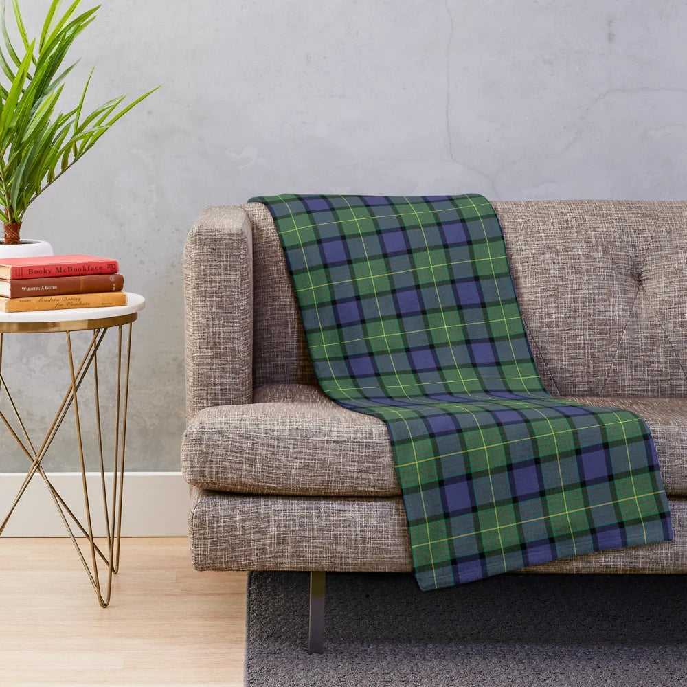 Clan Muir Tartan Plush Blanket featuring a classic Scottish plaid design