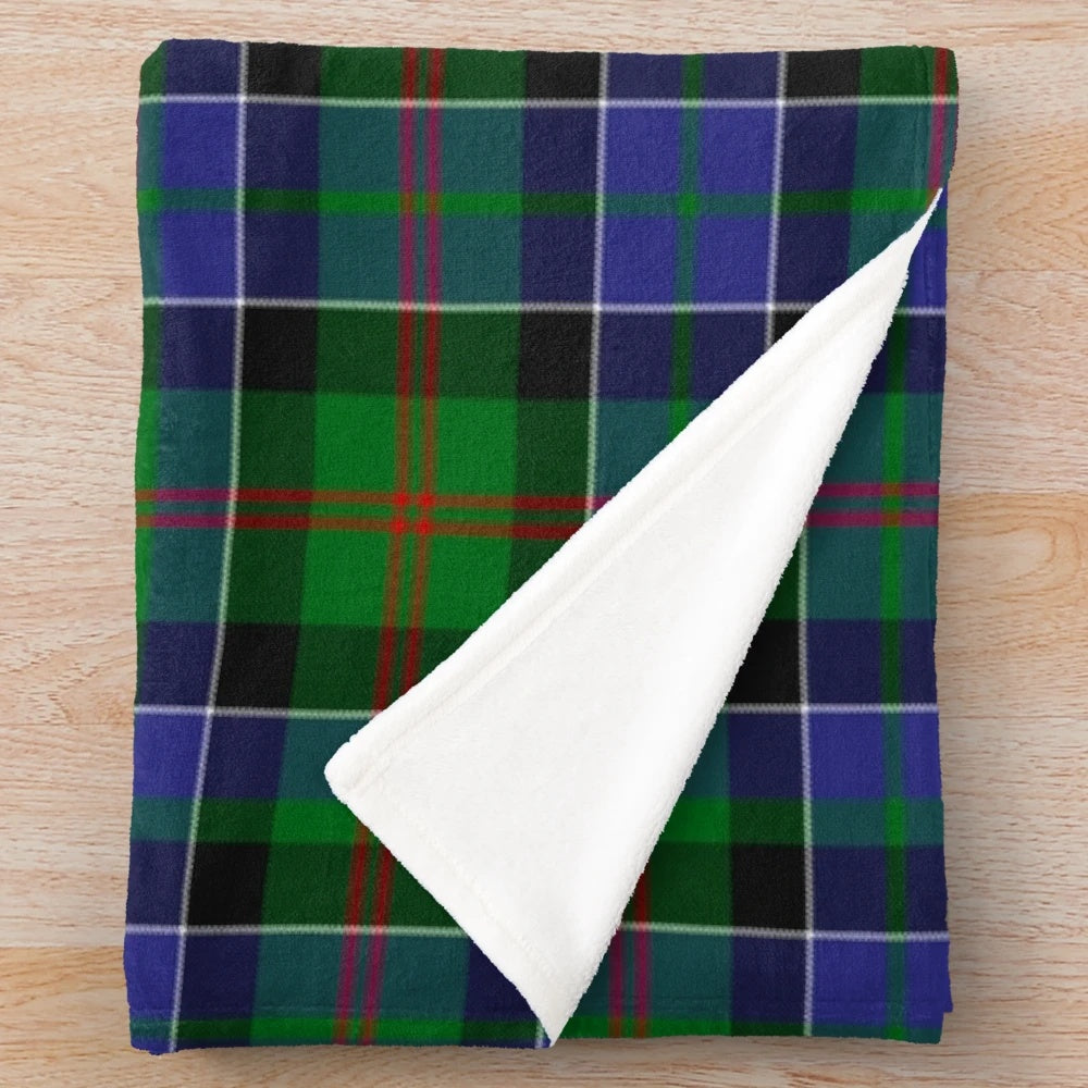 Clan Patterson tartan plush blanket with Scottish heritage design