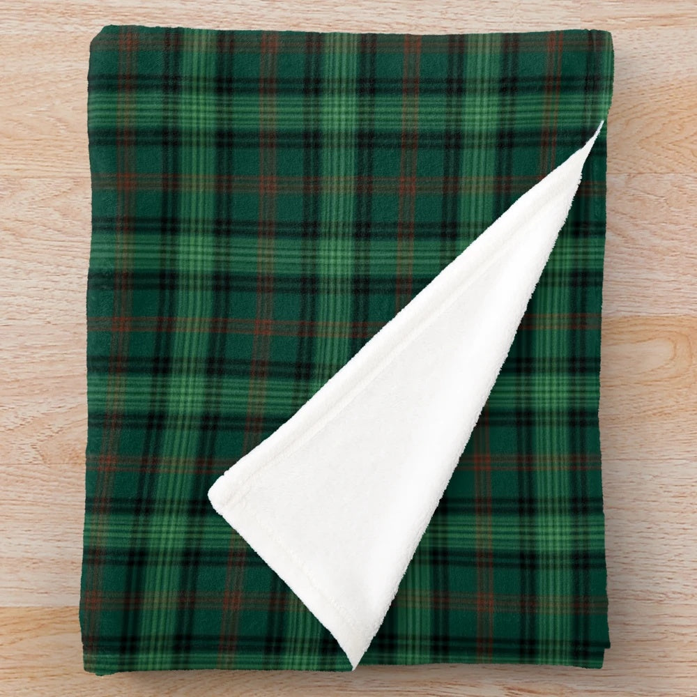 Clan Ross tartan plush blanket with Scottish plaid pattern