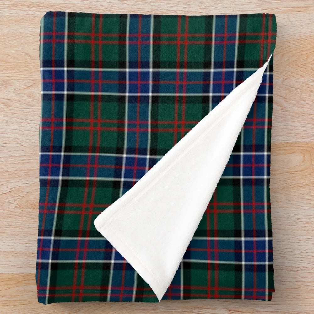 Clan Sinclair hunting tartan pattern on a cozy plush blanket