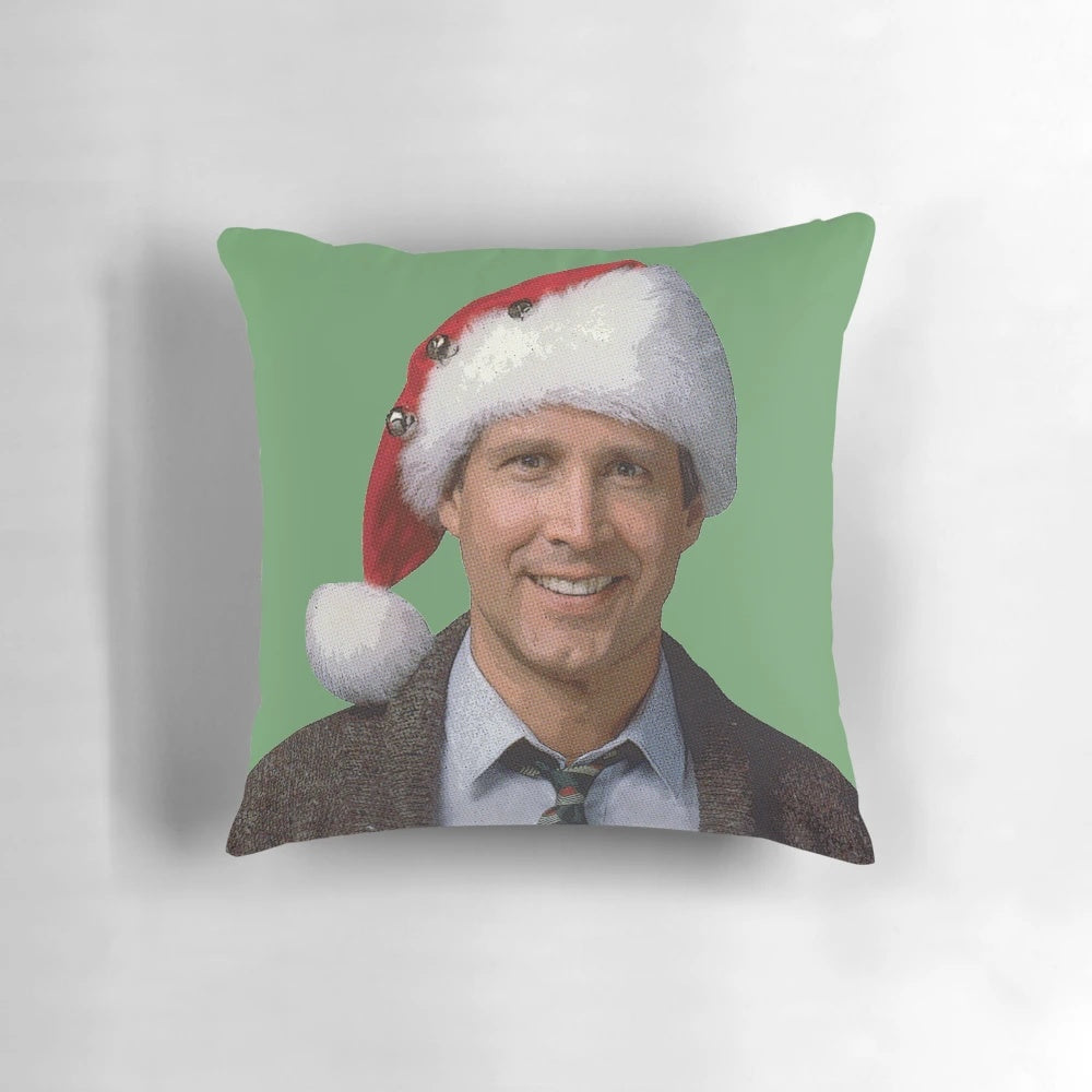 Soft, plush pillow featuring the iconic Clark Griswold Santa hat from the 1989 film National Lampoon's Christmas Vacation.