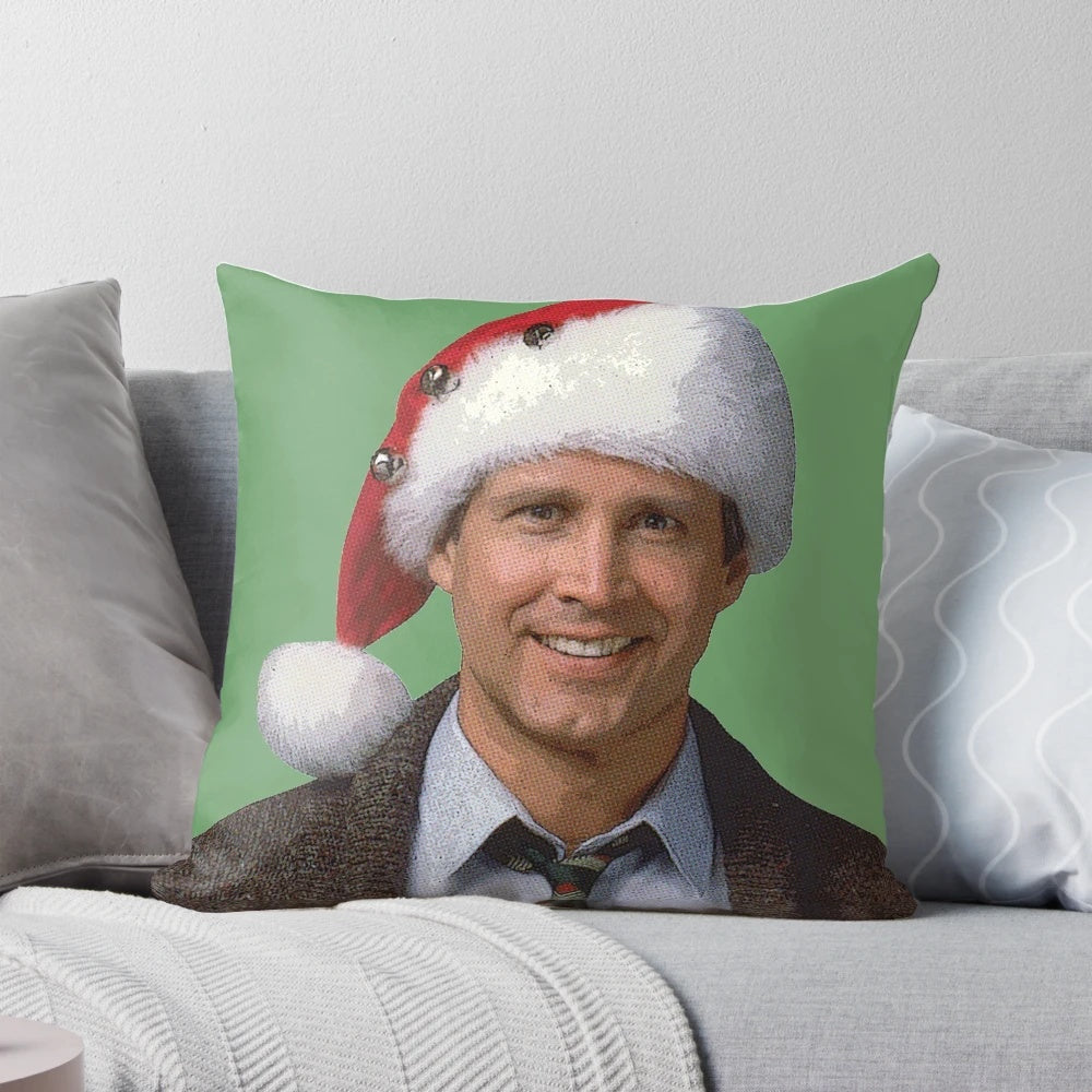 Soft, plush pillow featuring the iconic Clark Griswold Santa hat from the 1989 film National Lampoon's Christmas Vacation.