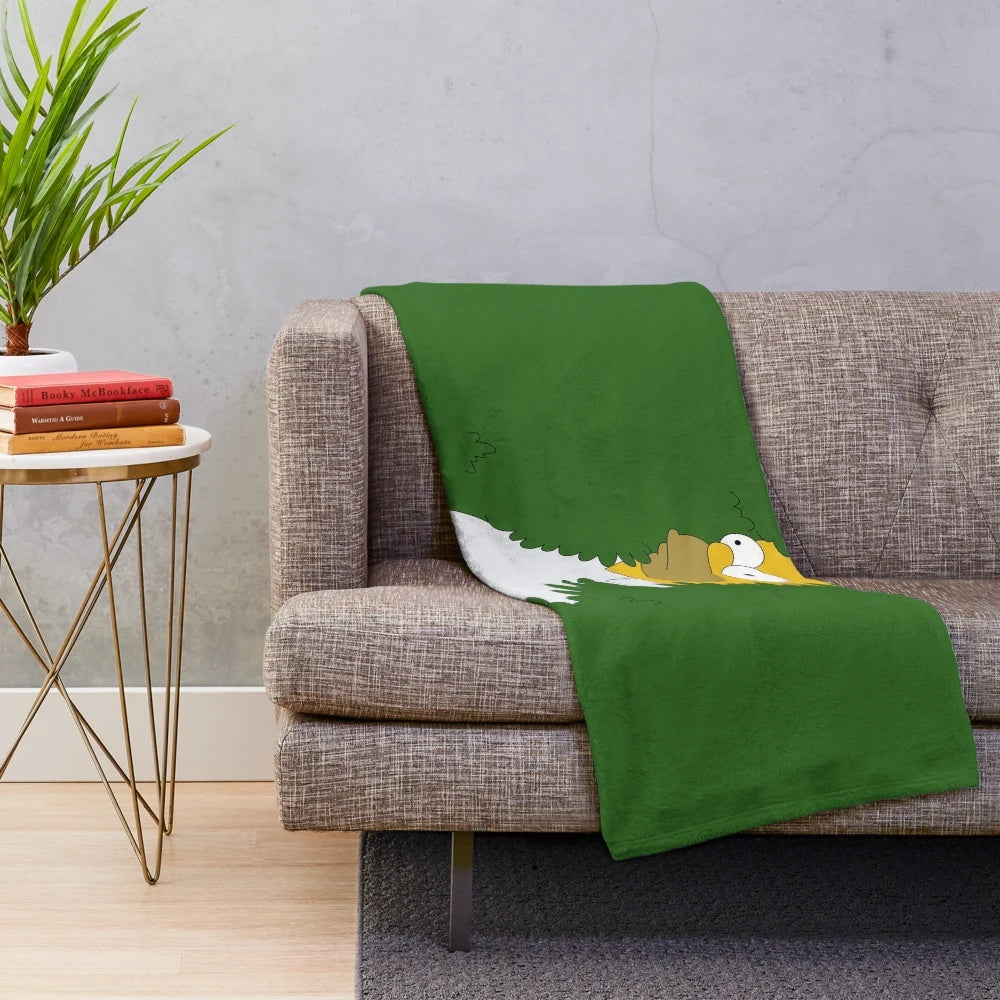 Plush blanket featuring the iconic Homer Simpson in the bushes meme from the classic 90s TV show