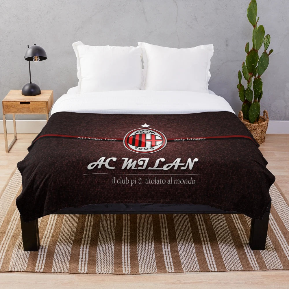 Classic AC Milan inspired plush blanket with team colors and logo