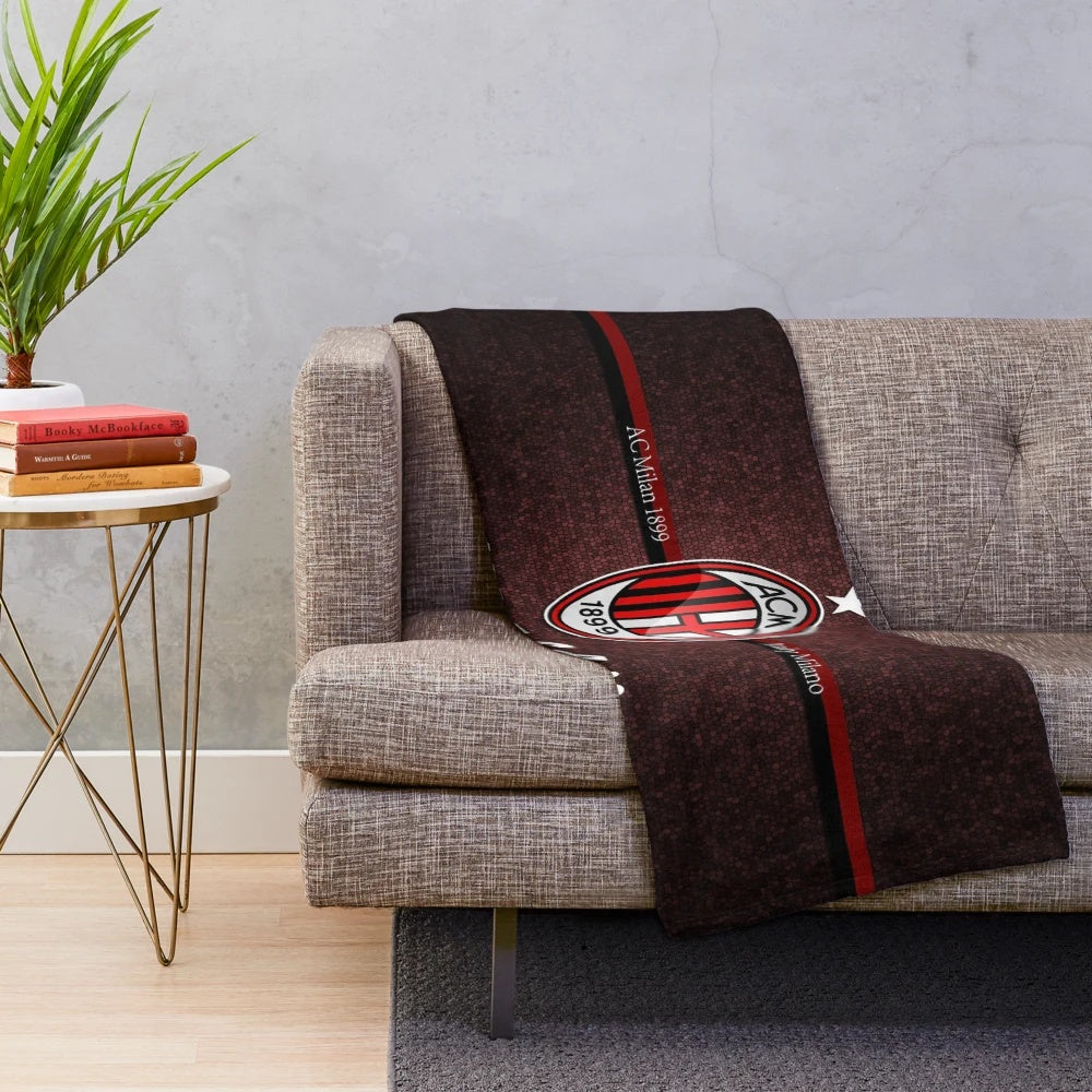Classic AC Milan inspired plush blanket with team colors and logo