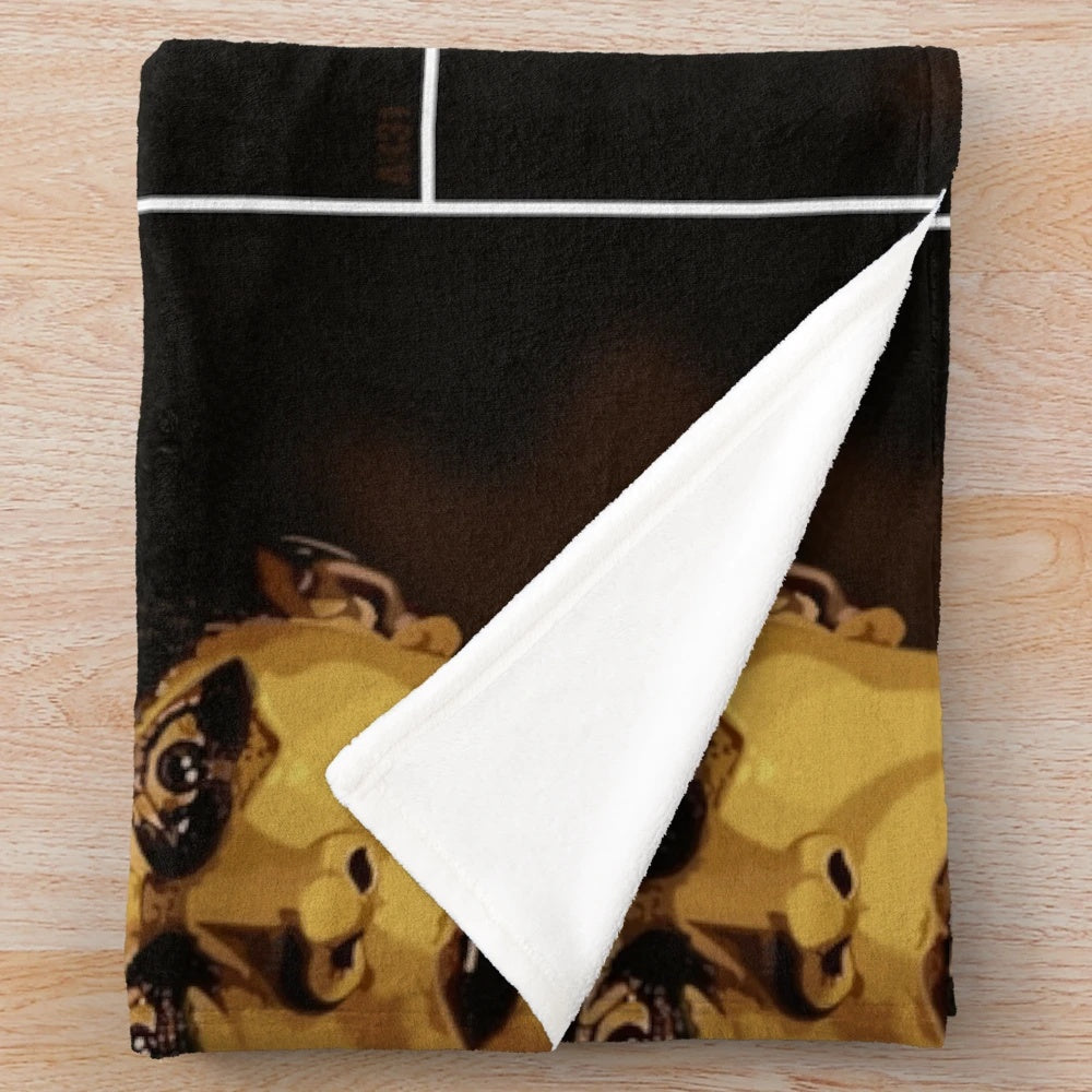 Classic cinema-inspired plush blanket featuring horror and silent film elements