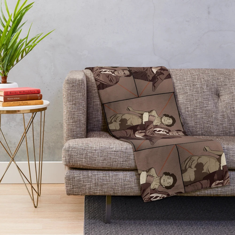 Cozy classic cinema-themed plush blanket with retro movie vibes
