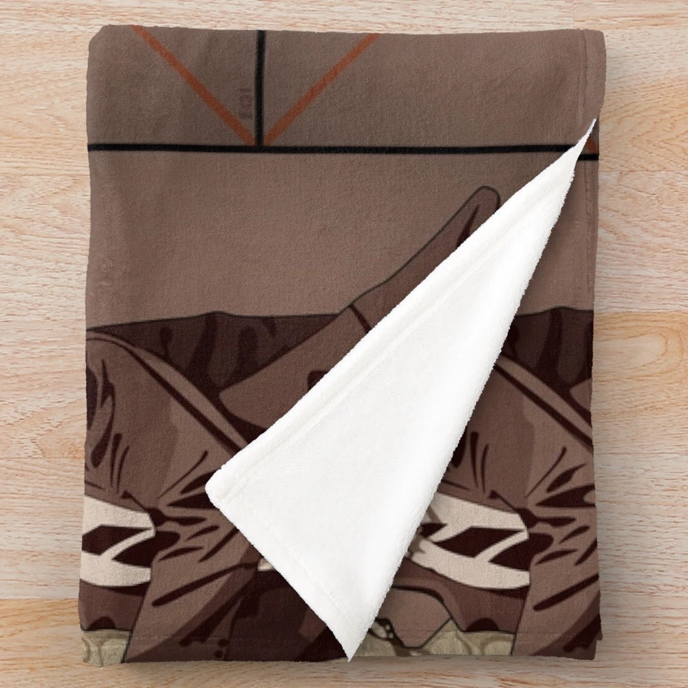 Cozy classic cinema-themed plush blanket with retro movie vibes