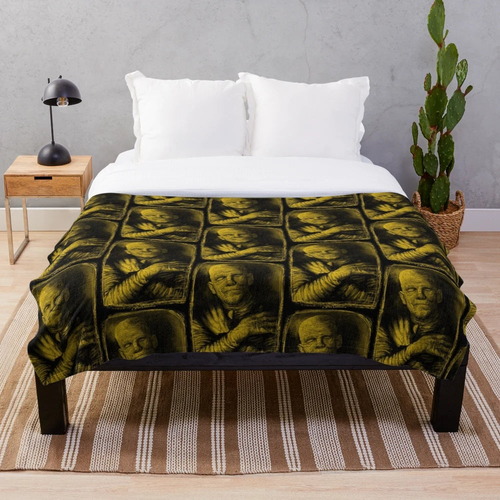 Mummy plush blanket inspired by classic horror movies