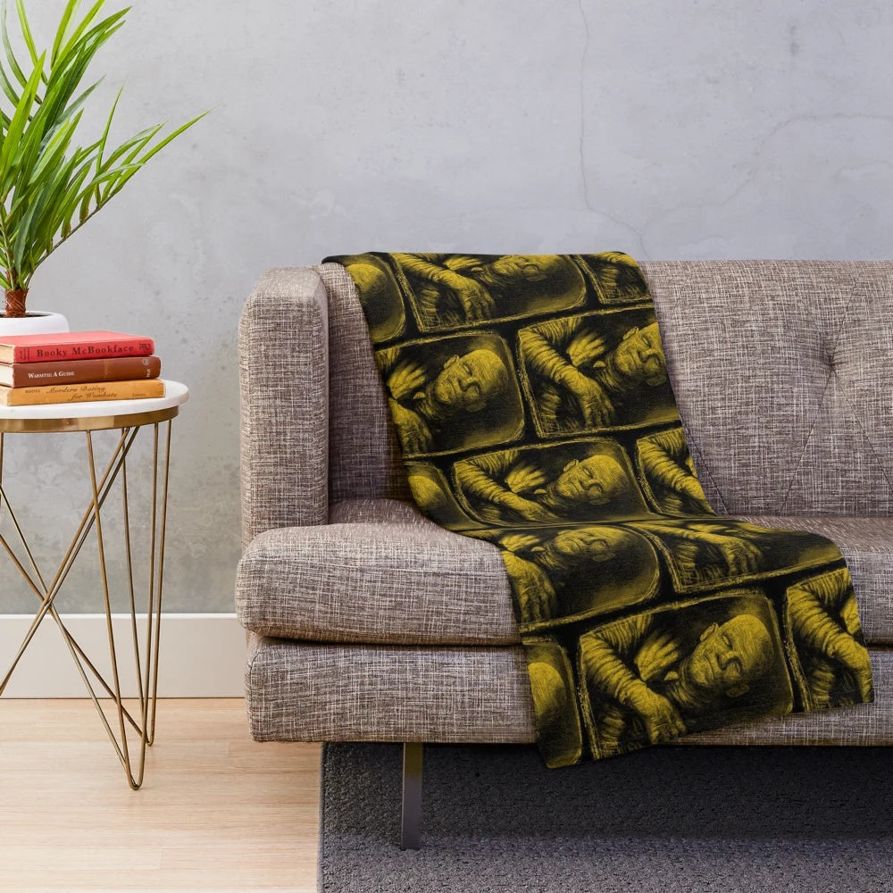 Mummy plush blanket inspired by classic horror movies