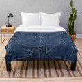 Blue denim classic jeans texture plush blanket