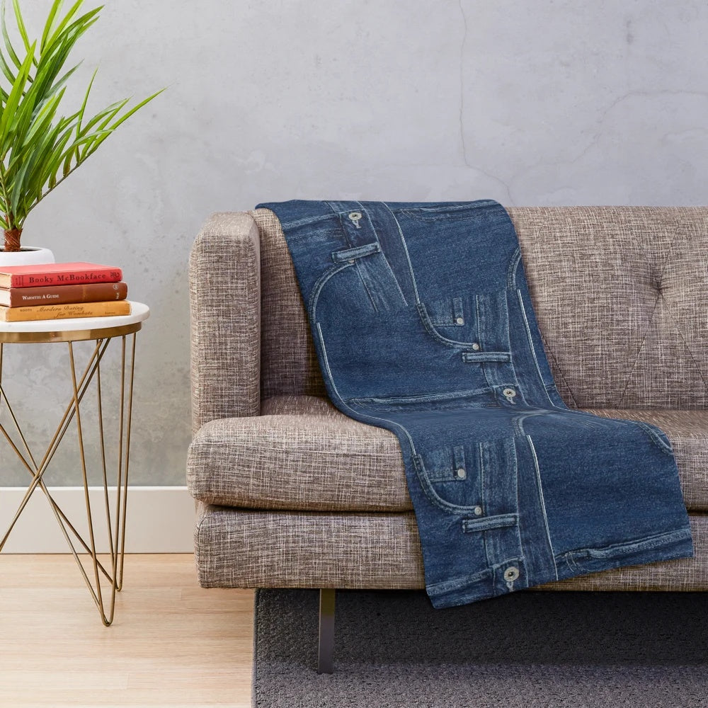 Blue denim classic jeans texture plush blanket