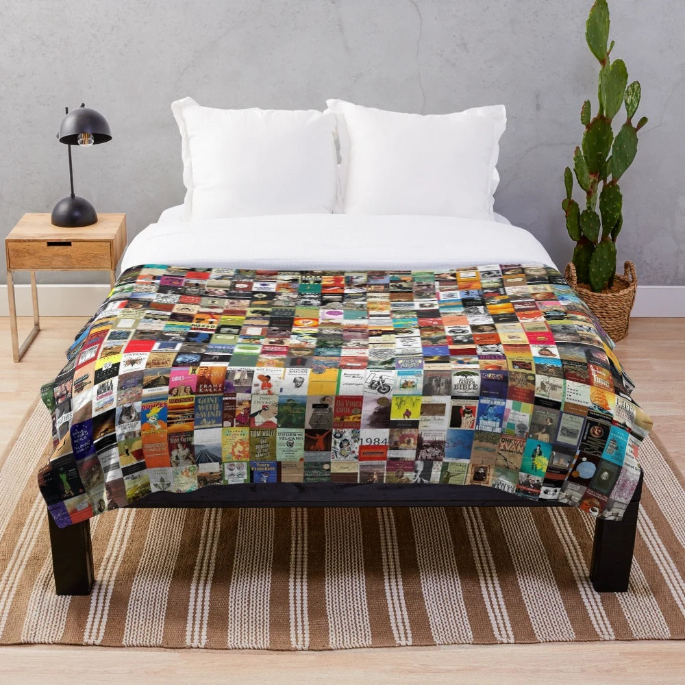 Classic books plush blanket