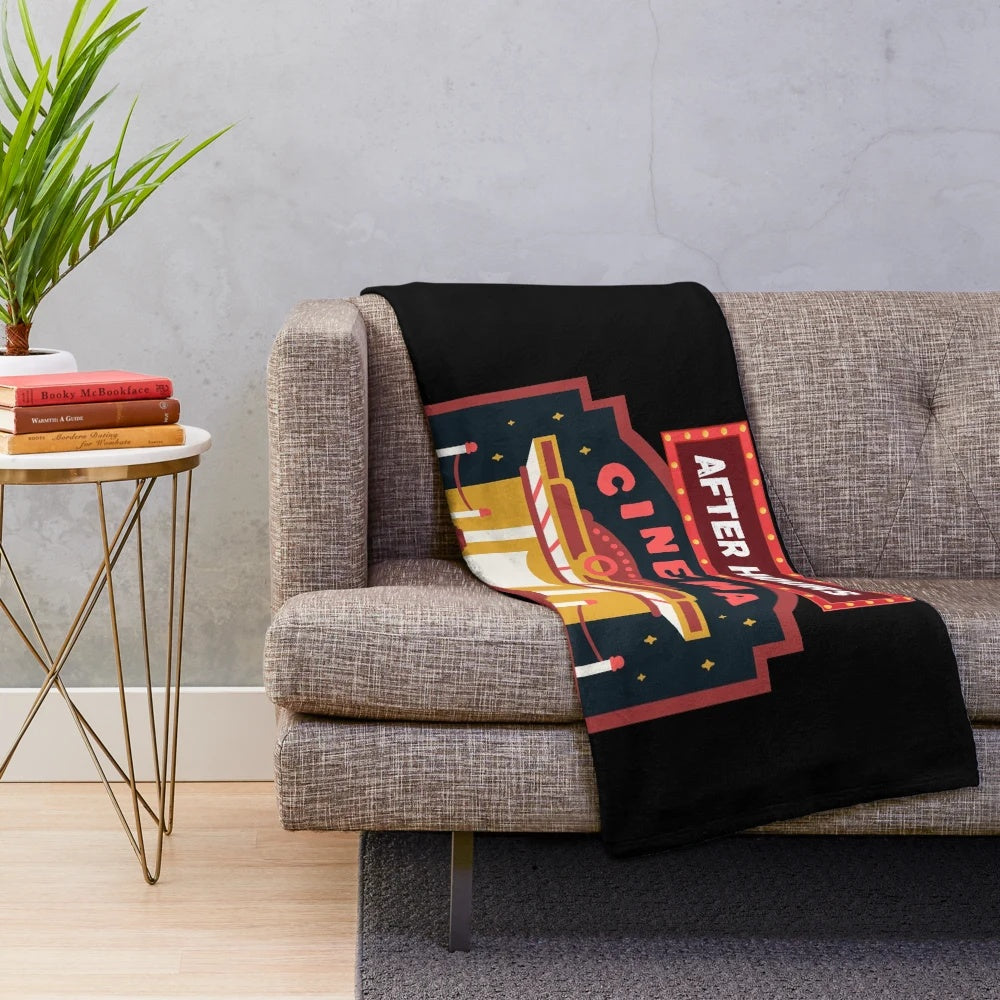 Cozy plush blanket featuring classic retro movie design