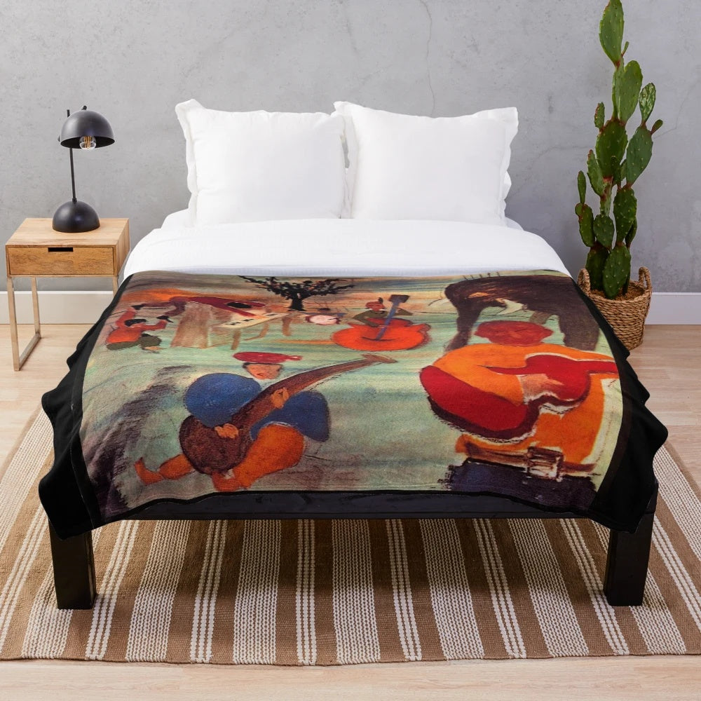Plush blanket inspired by the iconic album cover of "Music From Big Pink