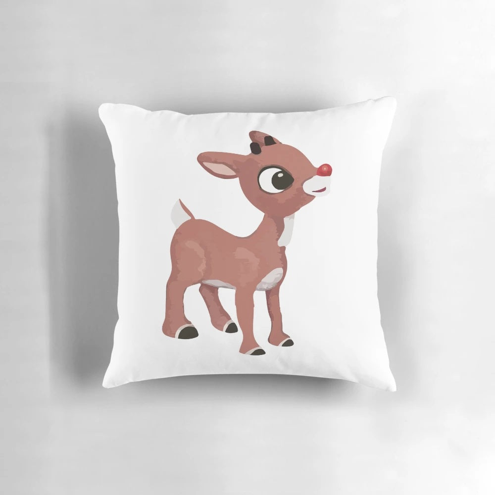 Festive Rudolph the Red-Nosed Reindeer Decorative Pillow