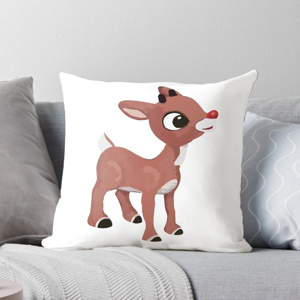 Festive Rudolph the Red-Nosed Reindeer Decorative Pillow