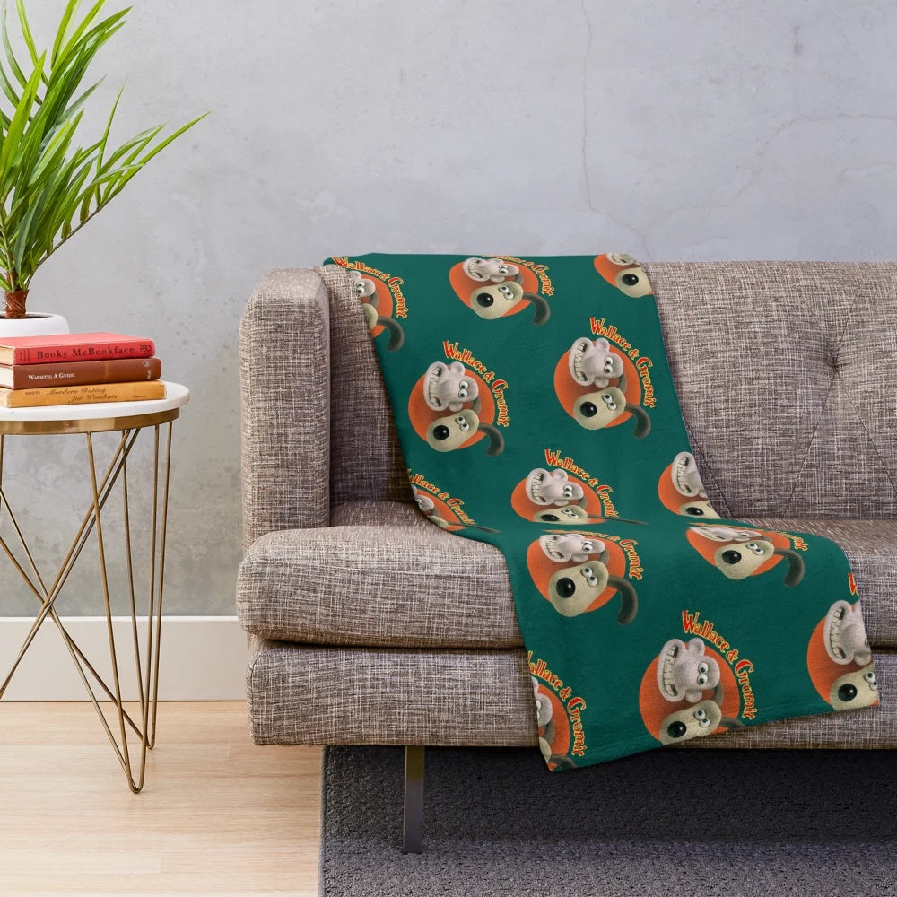 Plush blanket featuring characters from the classic British animated series Wallace and Gromit