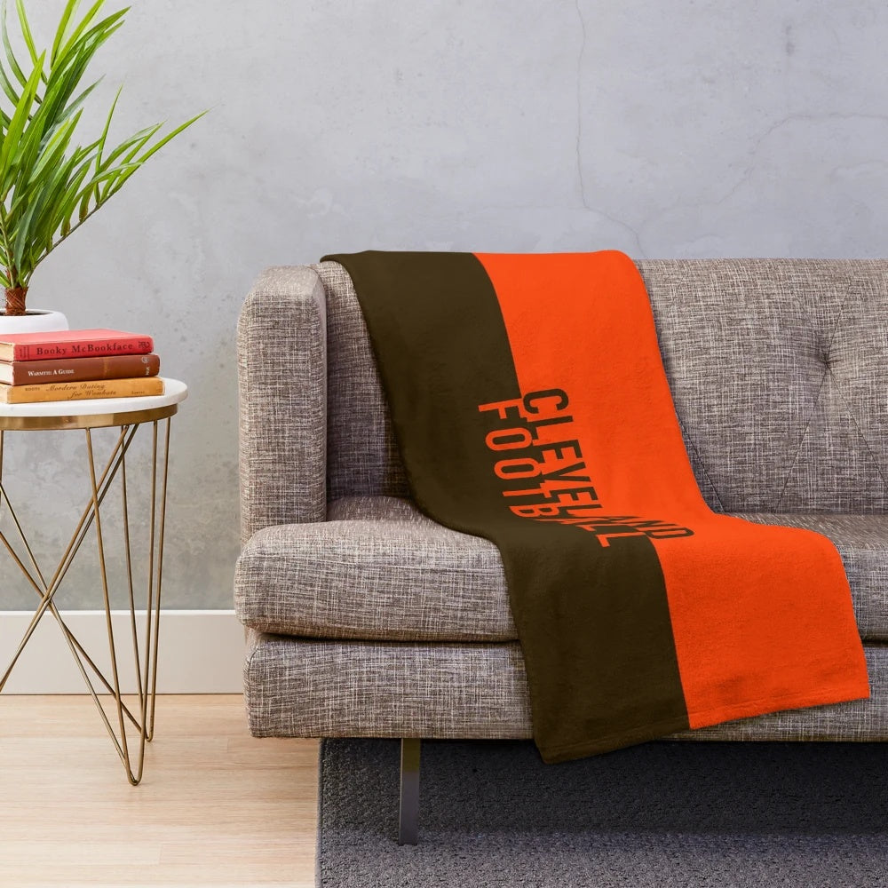 Cleveland Browns plush blanket with player name and team colors