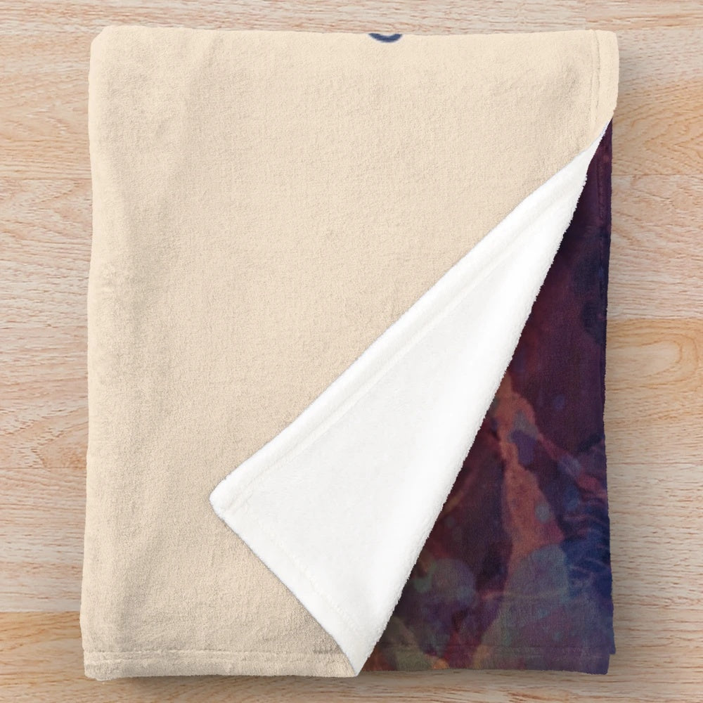 Plush blanket with a minimalist illustration of the Cleveland, Ohio city skyline