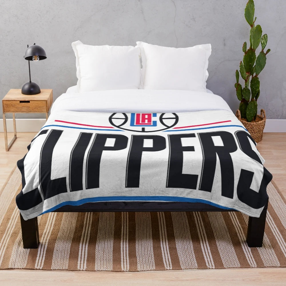 Clippers Plush Blanket with Basketball Design