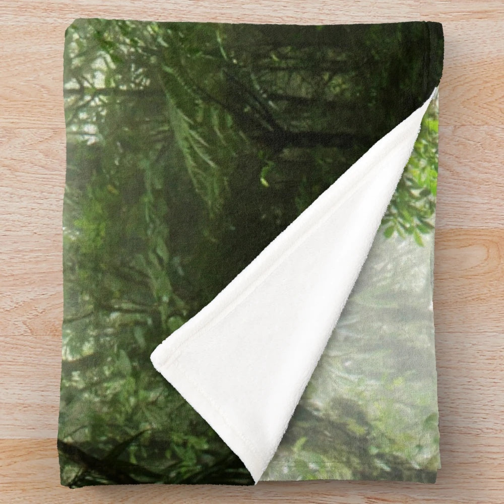 Cloud Forest Plush Blanket with Lush Greenery